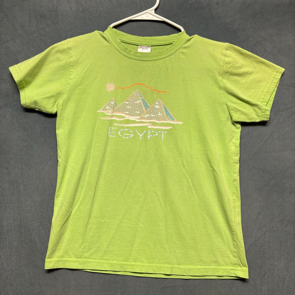 Vintage Egypt Shirt Kids Large Pyramids Graphic Print Made in Egypt Vacation